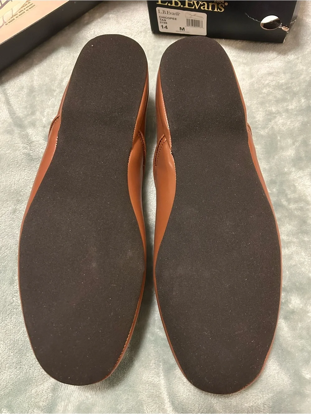 L.B. Evans Men's Chestnut Brown Leather Slip-On Loafers Slippers NIB Size 14